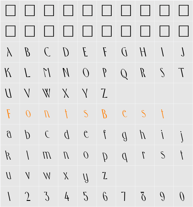 FosterCondensedBS Character Map