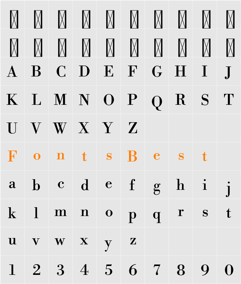 Libre Bodoni Character Map