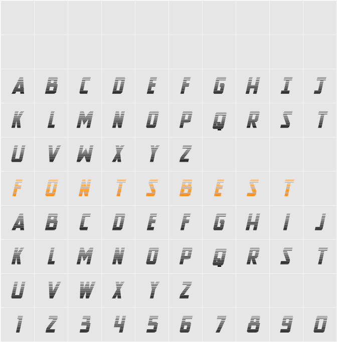 New Comic Title Gradient Italic Character Map