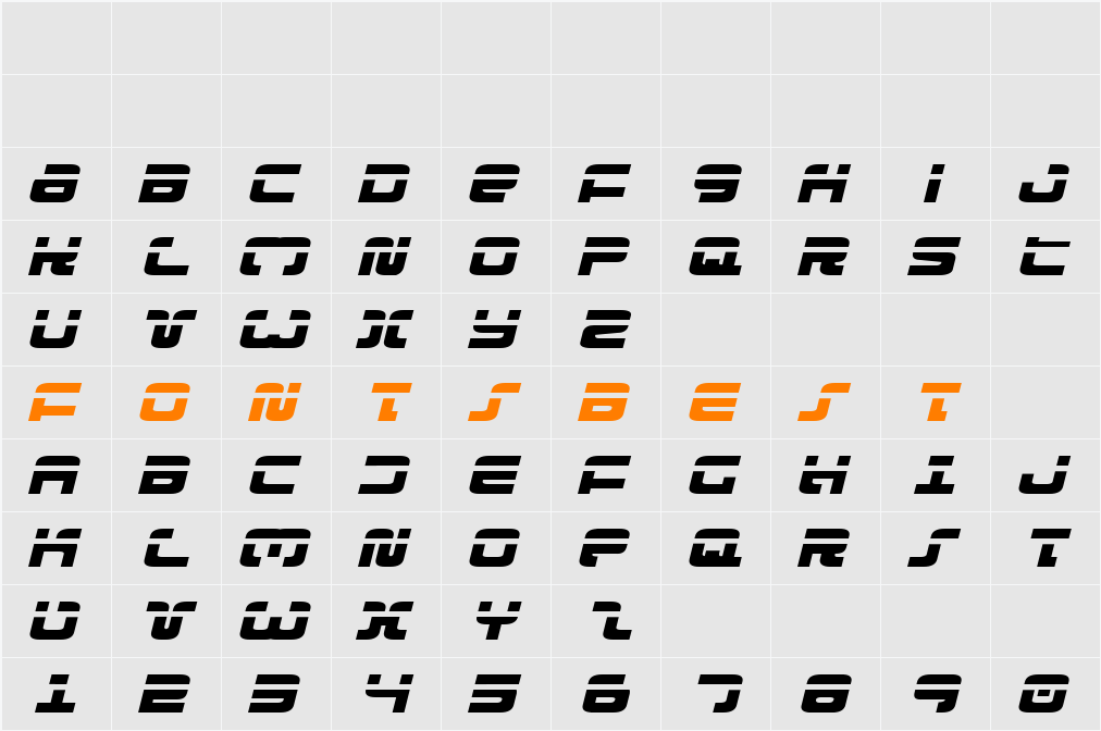 Exedore Laser Exp Italic Character Map