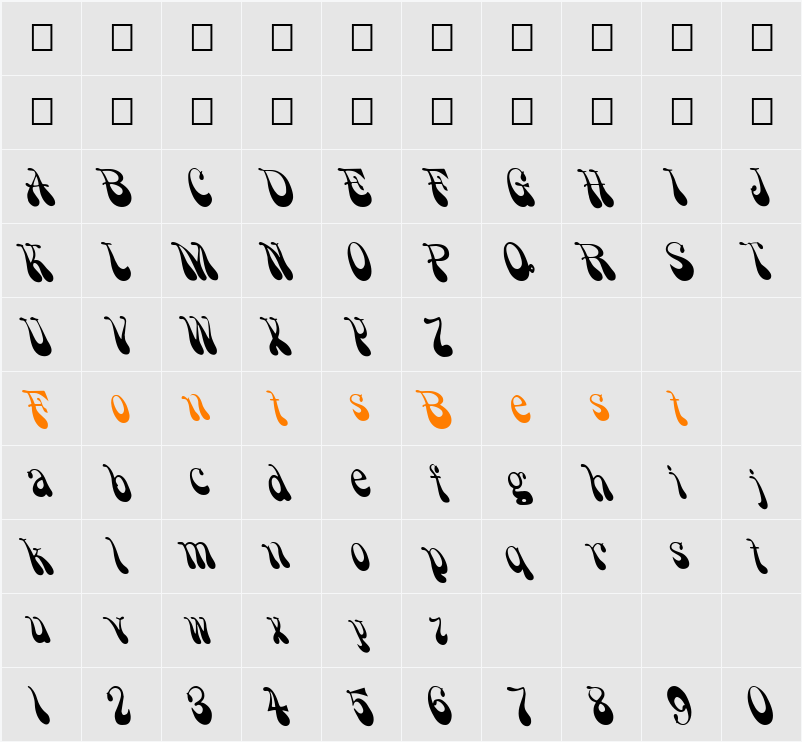 FZ JAZZY 17 Character Map