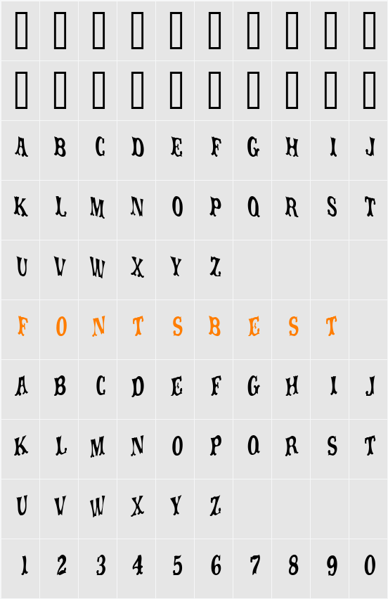 movieola titletype Character Map