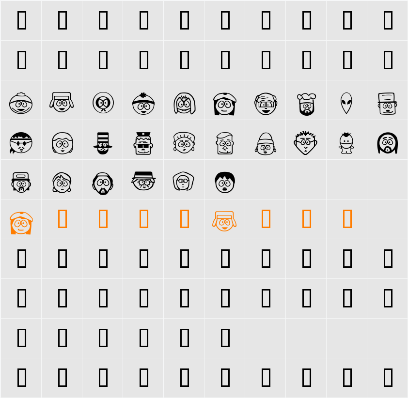 SouthBats Character Map