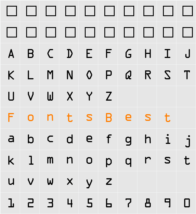 OCR A Extended Character Map
