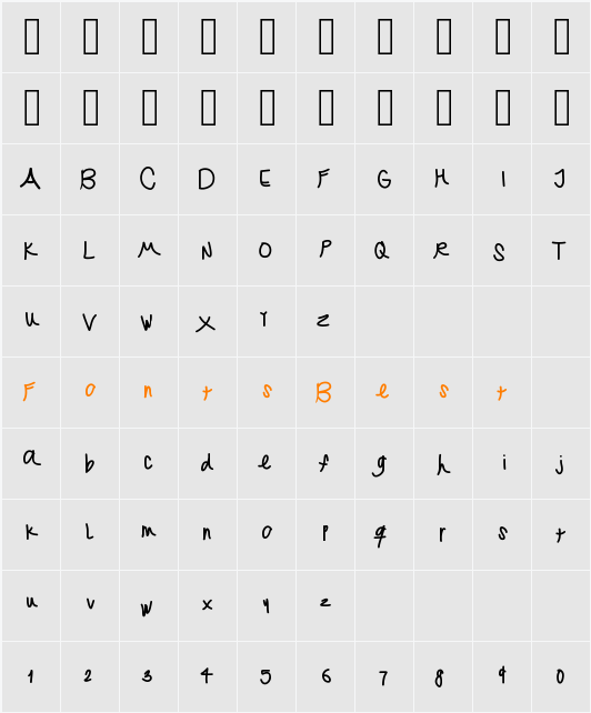 Jekafont Character Map