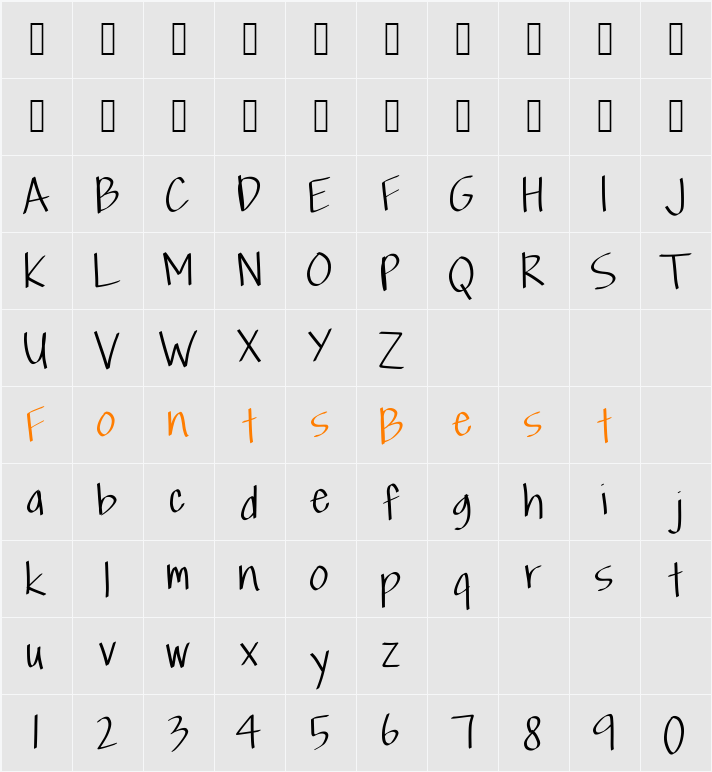 Scriptfont Character Map