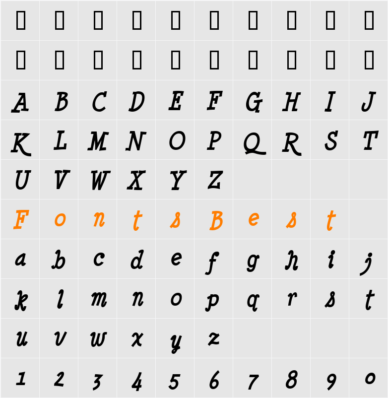 JI-Sharps Character Map