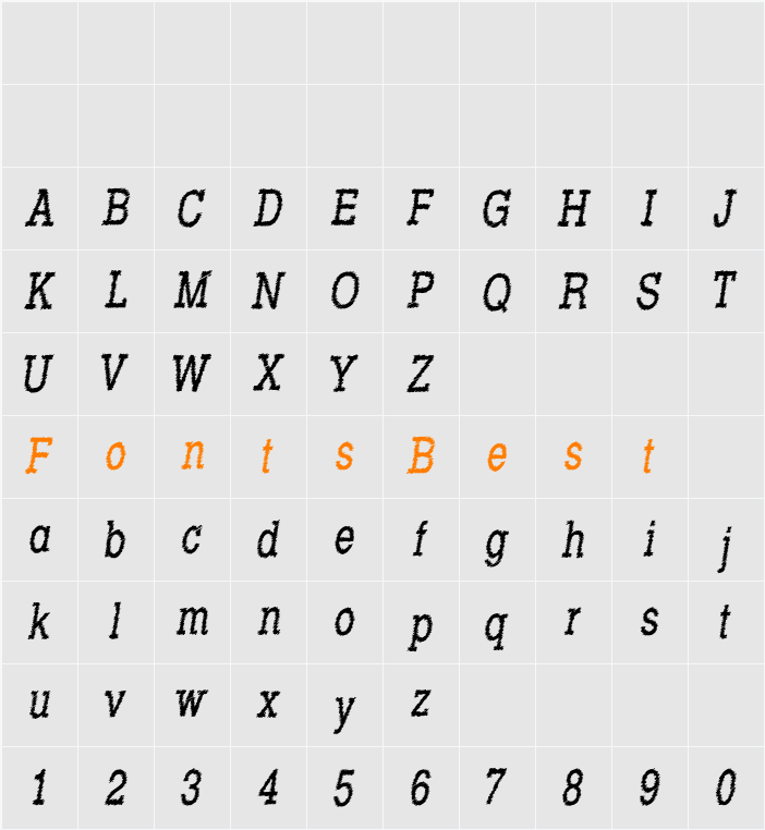 Rowdy Typemachine Character Map
