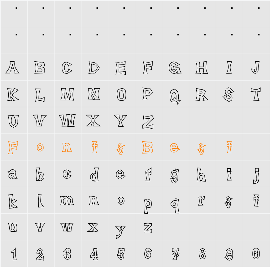 SuehirogariOutline Character Map