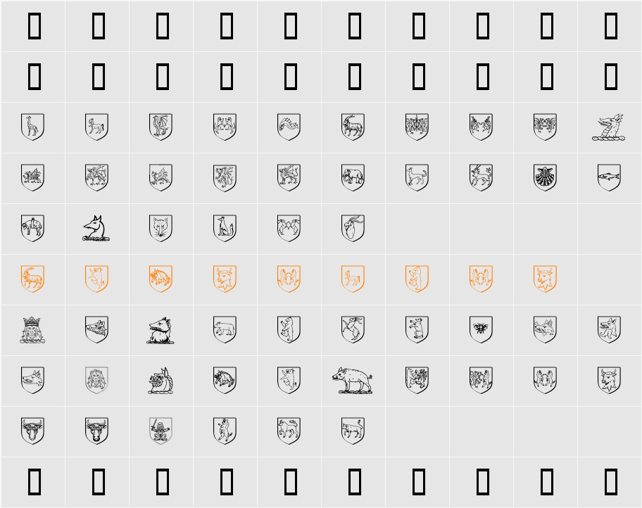 Heraldics Character Map