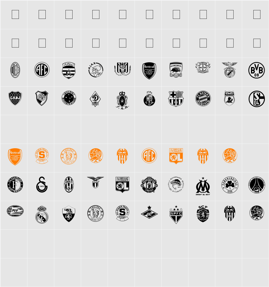 Clubz Character Map