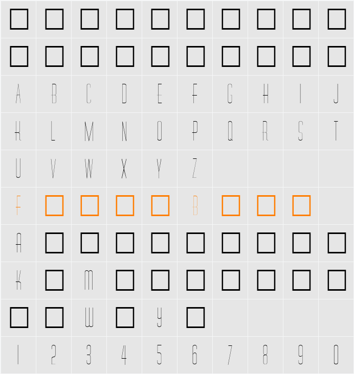 DinerSkinny Character Map