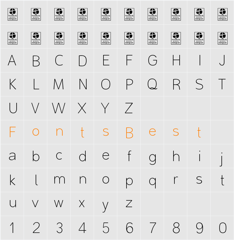Malter Sans Thin Demo Character Map