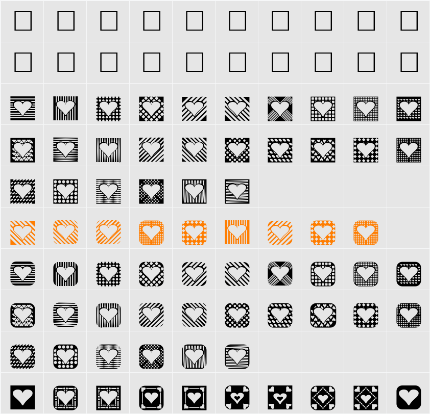 Heart Things 2 Character Map