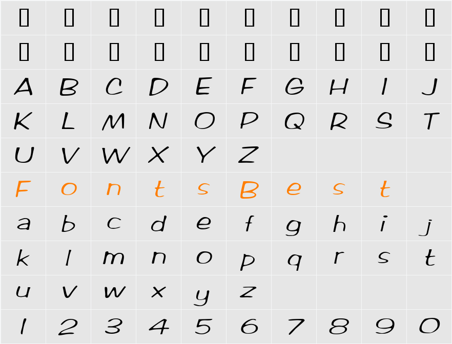 RifrafScriptSSK Character Map