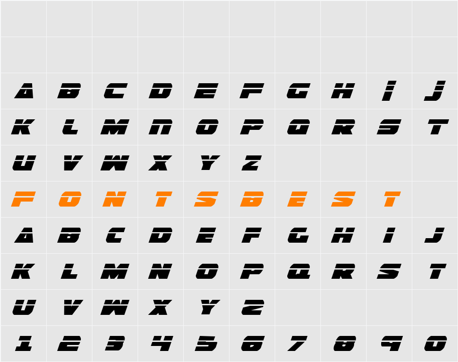 Guardian Laser Italic Character Map