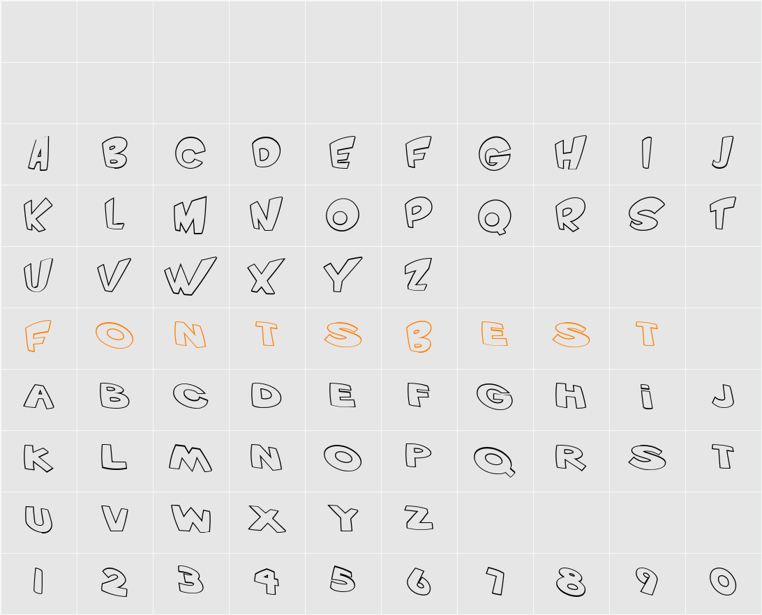 VTC ScreamItLoudOutline Character Map