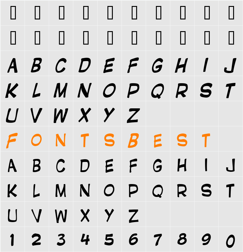 GNATFONT Character Map