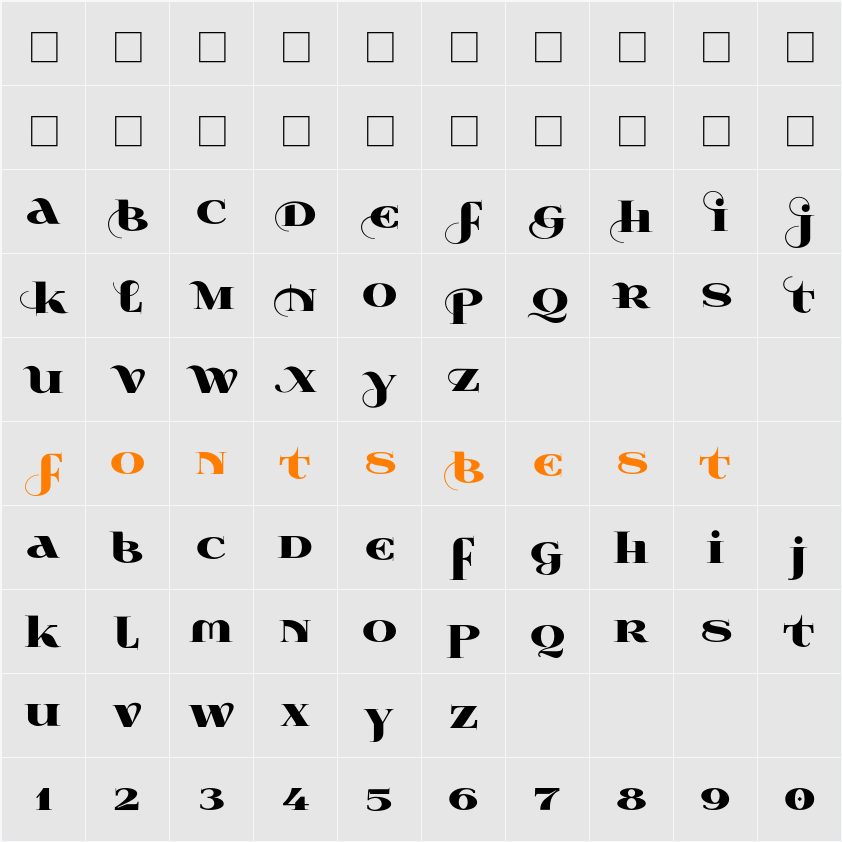 Wabroye Character Map