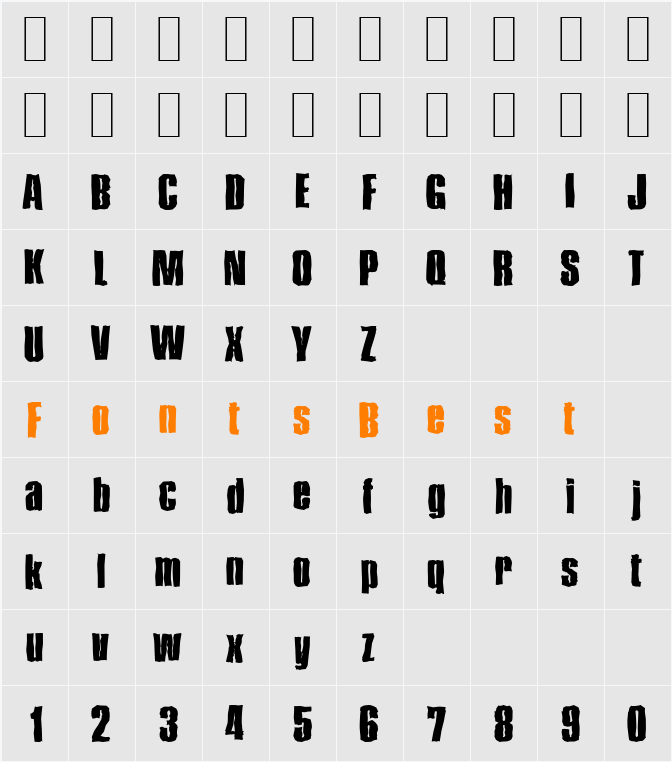 PlaketteAntique-Xbold Character Map