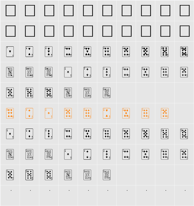 PlayingCards Character Map