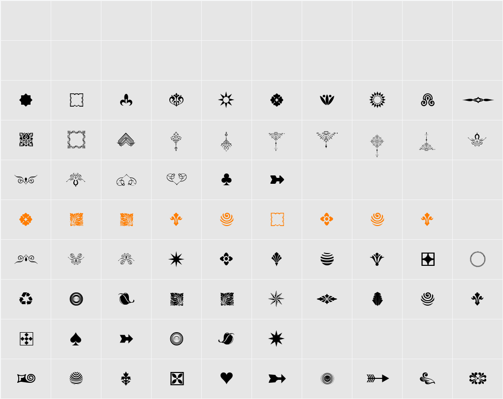 Soft Ornaments Fourteen Character Map