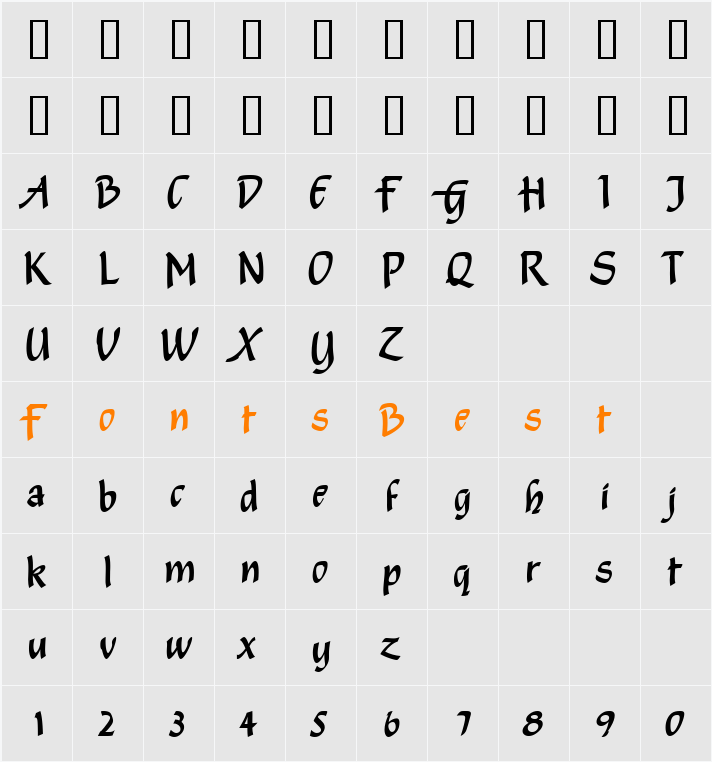 Shamrock ICG Character Map
