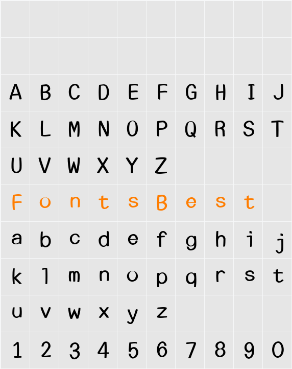 EscapeTypewriterSans Character Map