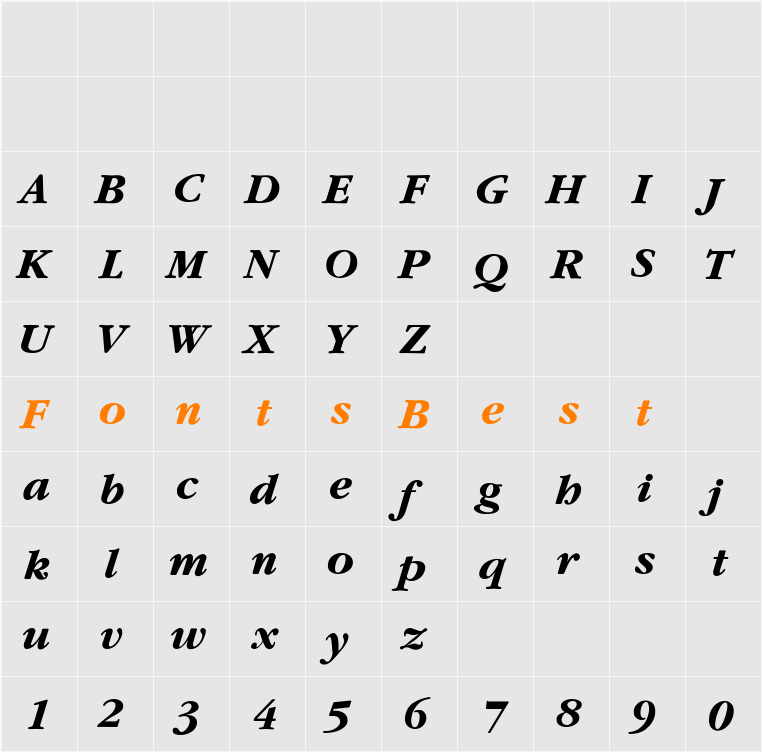 Yearlind-Thin-Italic Character Map