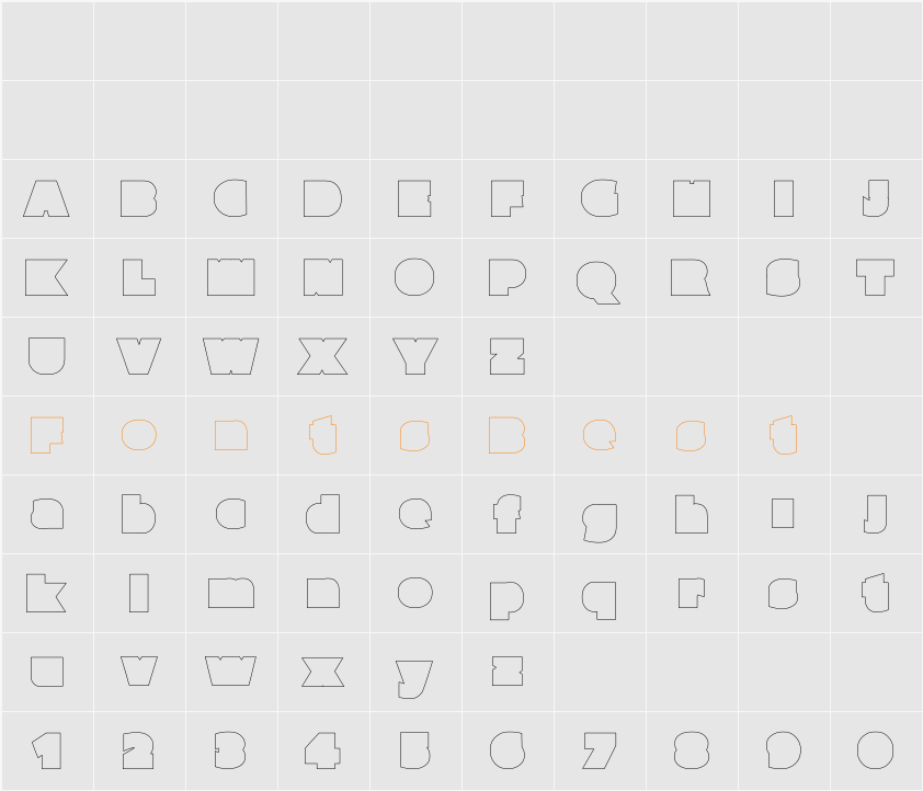 Parafuse Ultra Black Outline Character Map