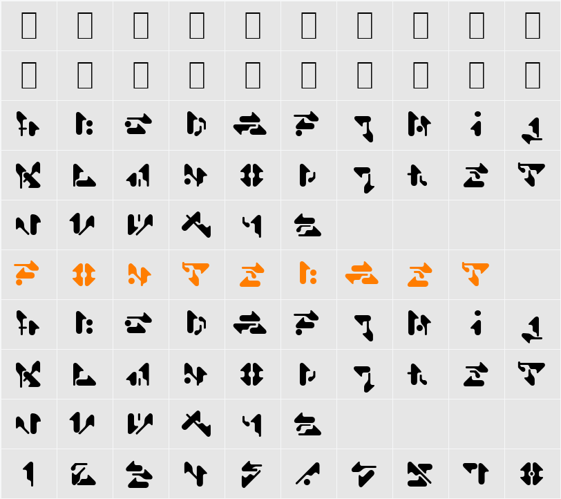Shamen Remix Character Map