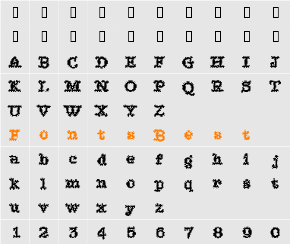 HippityDippityInline Character Map
