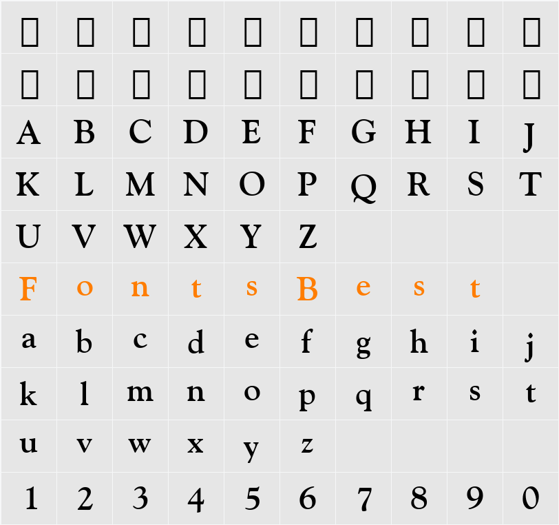 GoudyOlSt BT Character Map