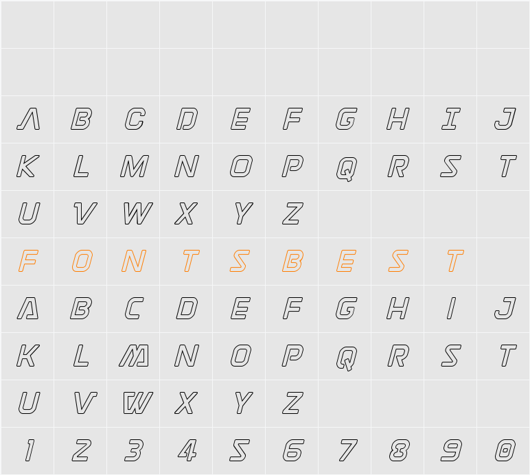 Discotechia Outline Character Map