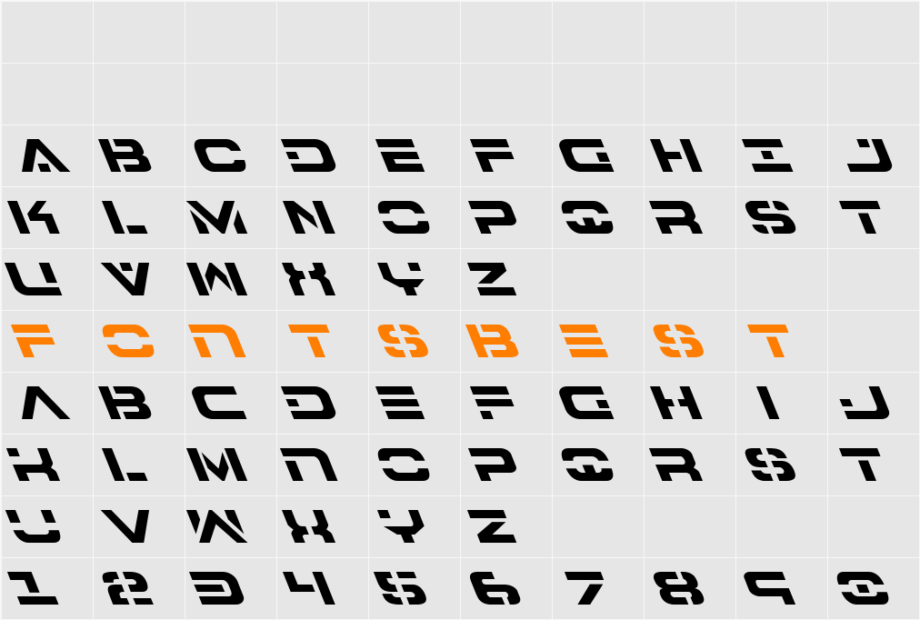 7th Service Leftalic Character Map