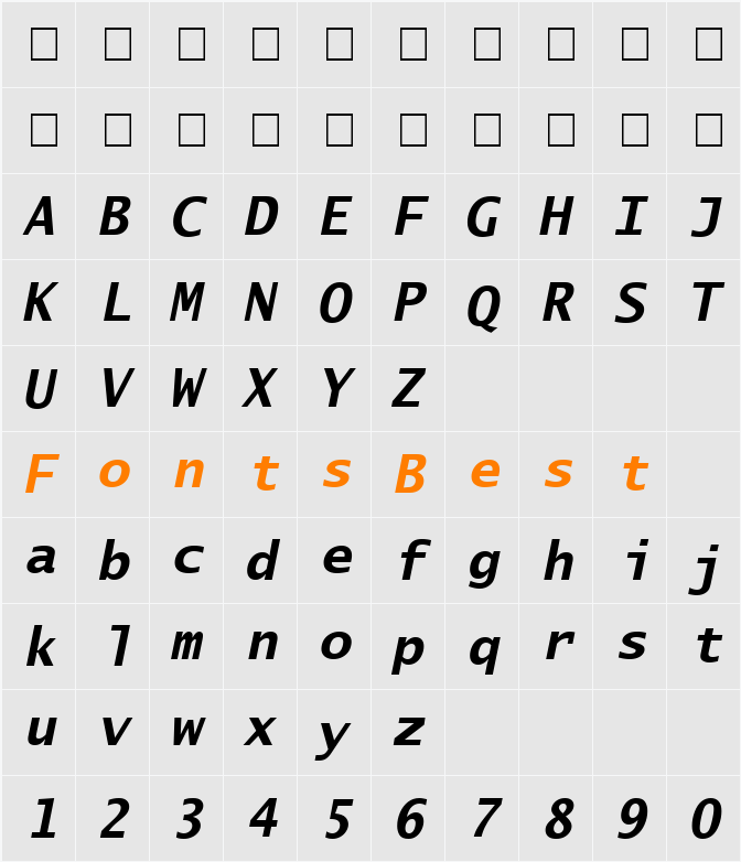 Lucida Sans Typewriter Character Map