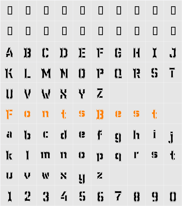 WC Wunderbach Wimpern Character Map