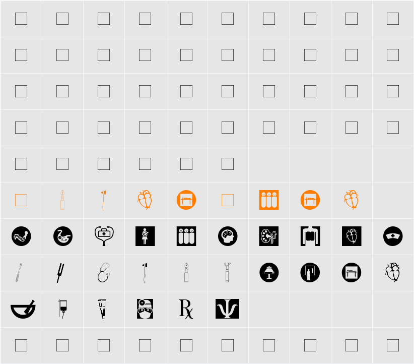HealthcareSymbols Character Map