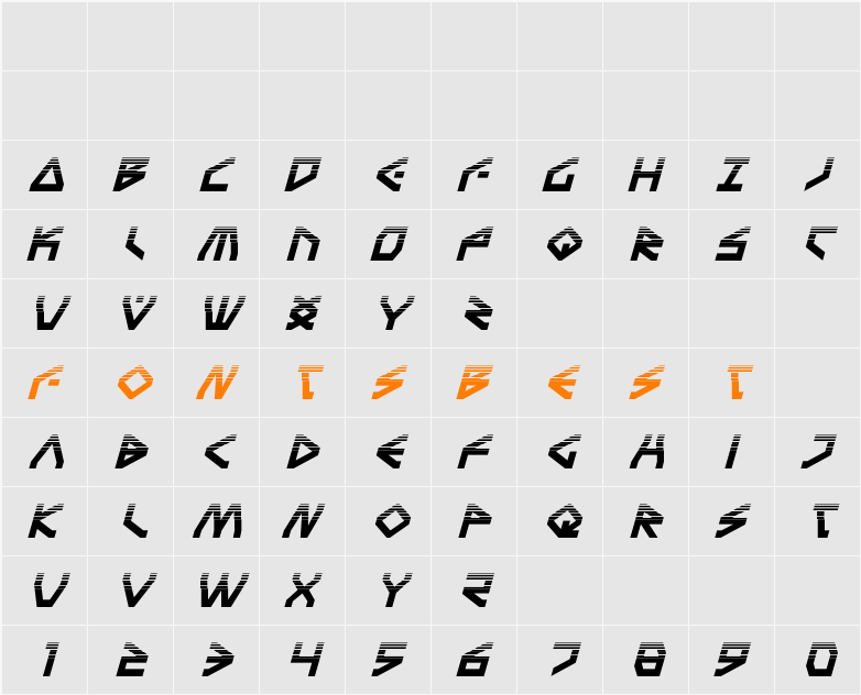 Terra Firma Halftone Italic Character Map