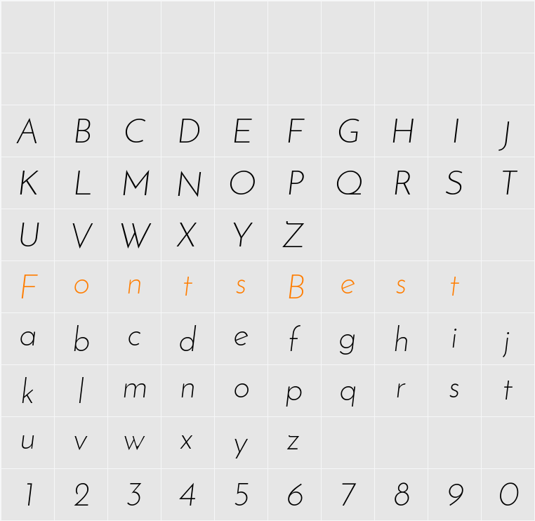 Josefin Sans Character Map
