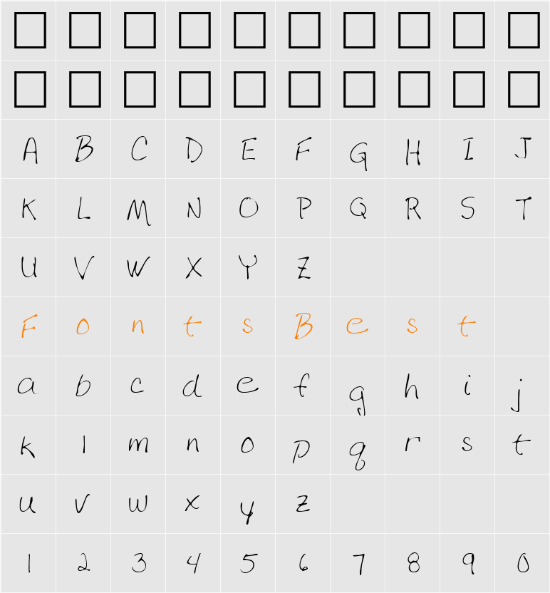LEHN070 Character Map