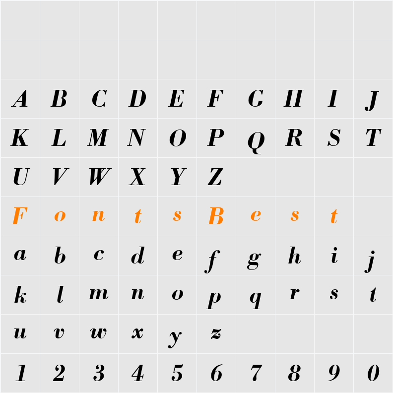 Bodoni BE Character Map