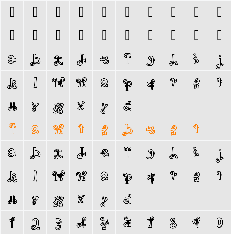 snakeway Character Map