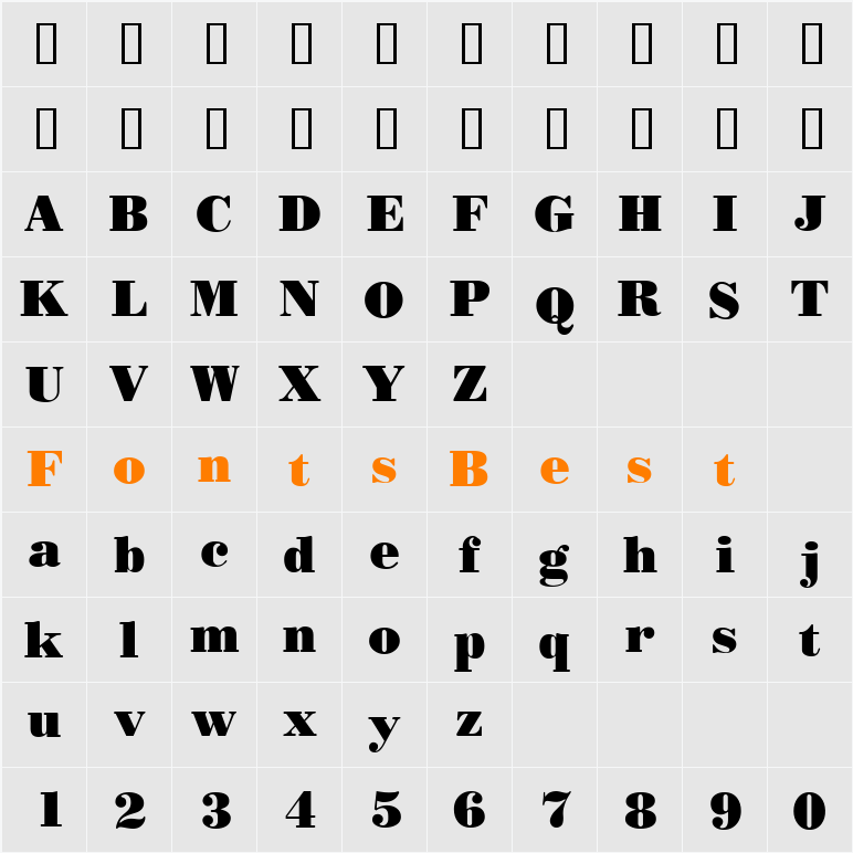 Bodoni ICG Character Map