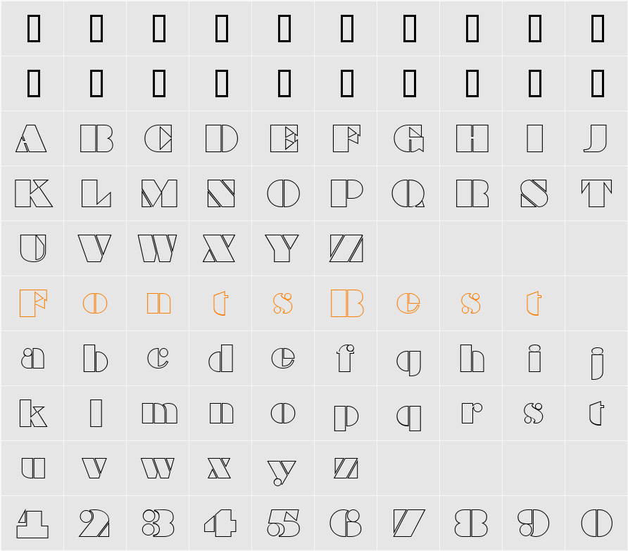 a_BraggaOtl Character Map