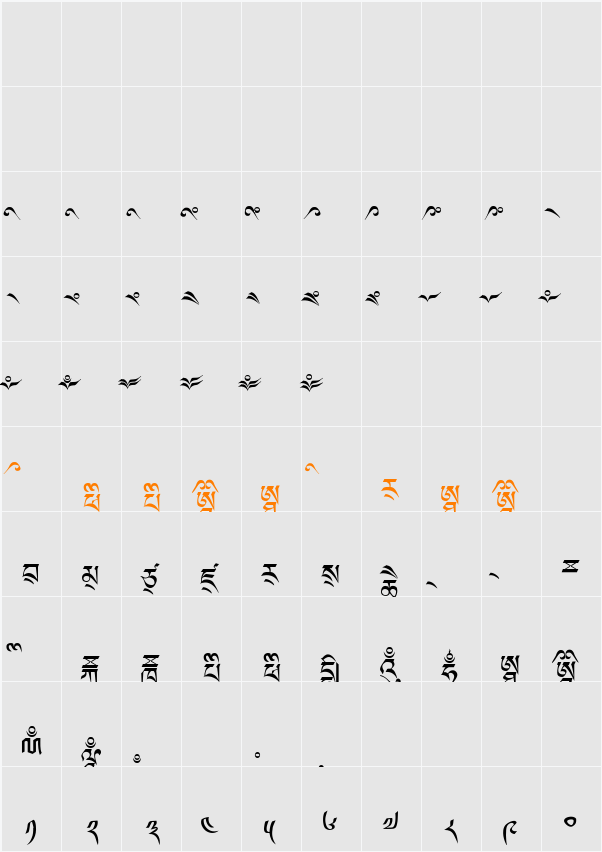 Dedris-vowa Character Map
