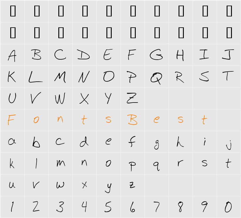 BudHand Character Map