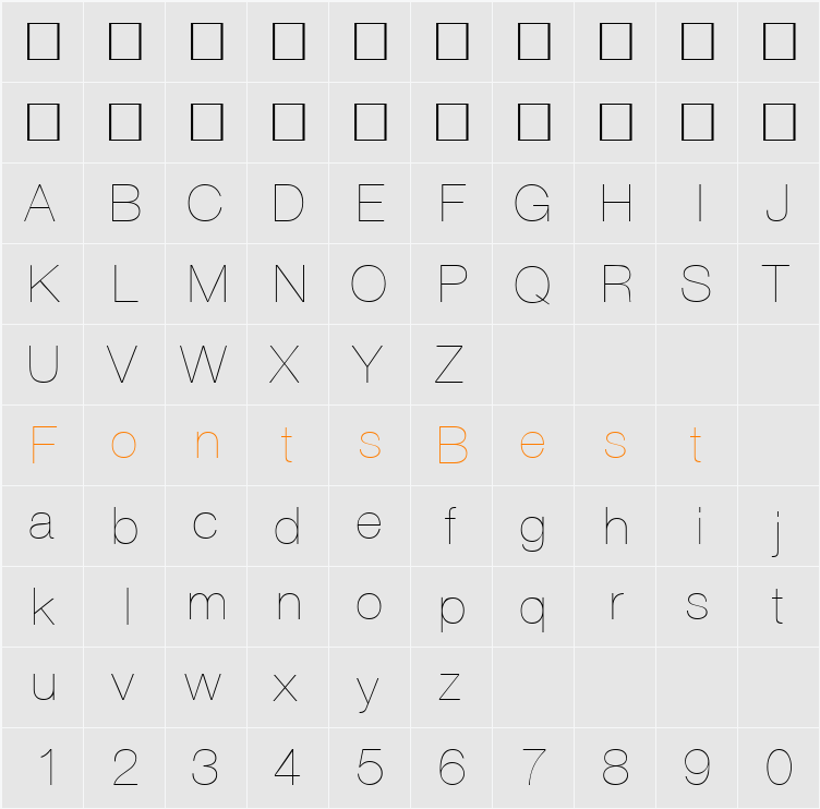 HegelUltraLight Character Map