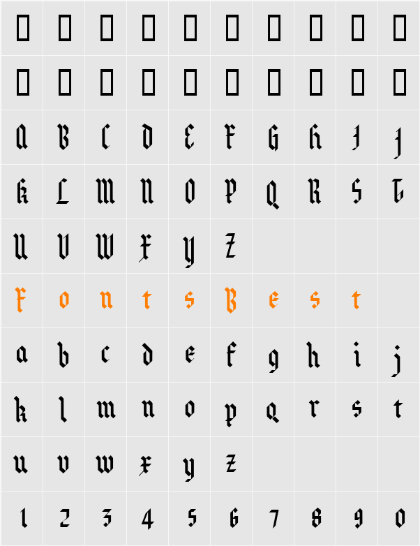 ZimpleBlack Character Map
