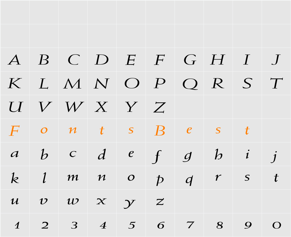 Weiss-Italic Ex Character Map